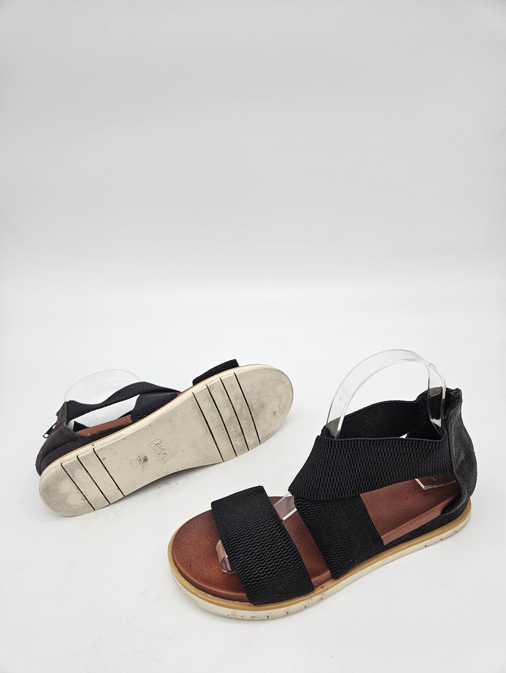 Mia Sandals Womens 7 Kattia Strappy Black Casual Comfort Open Toe Back Zipper